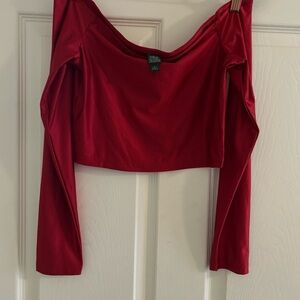 Wild Fable Red Long Sleeve Crop Top